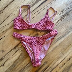MAIA - ALINA PINK CROCHET SCOOP BIKINI SET